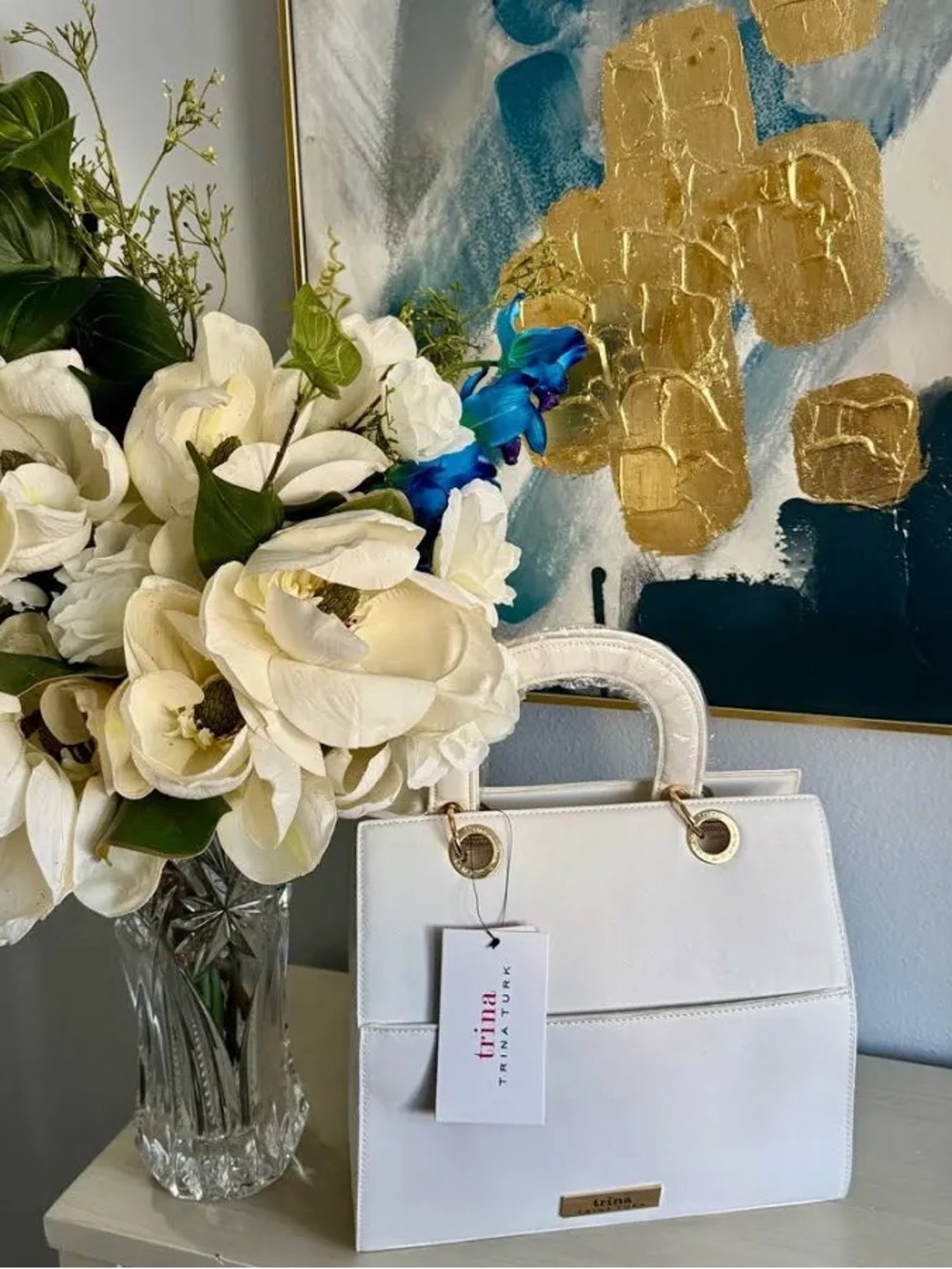 Trina Turk NWT Double Handle Crossbody White Structured & Sophisticated